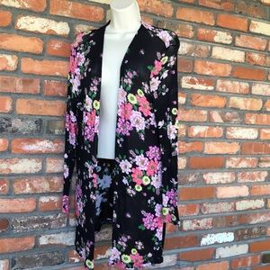 Divided Lightweight Floral Open Front Cardigan
